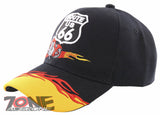 NEW! US ROUTE 66 RED MOTORCYCLE BIKE FLAME BALL CAP HAT BLACK