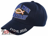 NEW! REAL MEN PRAY EVERYDAY I LOVE JESUS CHRISTIAN BALL CAP HAT NAVY