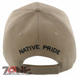 NEW! NATIVE PRIDE HONOR CHIEF SKULL HEAD BASEBALL CAP HAT TAN