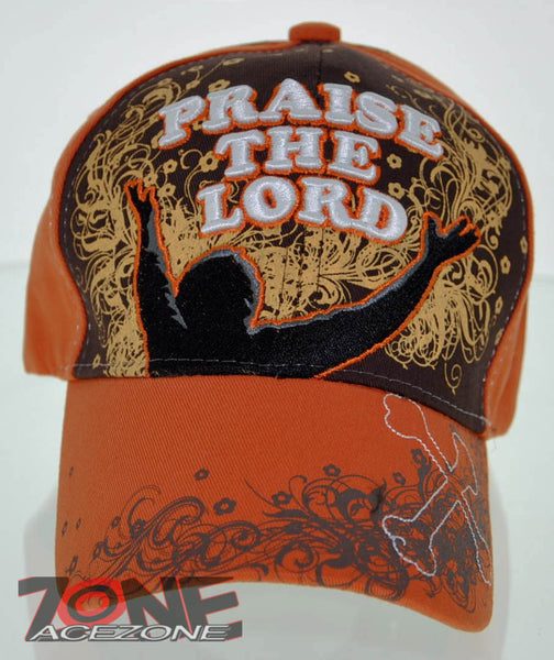 JESUS CHRIST PRAISE THE LORD CHRISTIAN BALL CAP HAT ORANGE