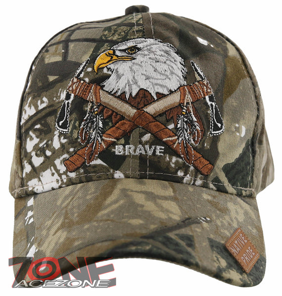 NEW! NATIVE PRIDE BRAVE AXE EAGLE BASEBALL CAP HAT CAMO