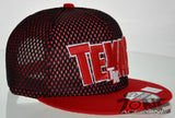 NEW! MESH FLAT BILL SNAPBACK BALL TEXAS TX CAP HAT RED