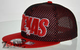 NEW! MESH FLAT BILL SNAPBACK BALL TEXAS TX CAP HAT RED