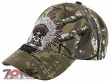 NEW! NATIVE PRIDE HONOR CHIEF SKULL HEAD BASEBALL CAP HAT CAMO