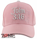 JOHN 3:16 SHADOW GOD JESUS CHRISTIAN BALL CAP HAT PINK