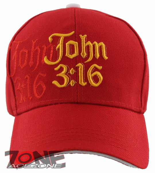 JOHN 3:16 SHADOW GOD JESUS CHRISTIAN BALL CAP HAT RED