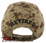 NEW! USMC US MARINE CORPS RETIRED SIDE ROUND BALL CAP HAT TAN CAMO