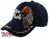 NEW! NATIVE PRIDE HORSE FEATHERS BASEBALL CAP HAT NAVY