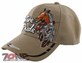 NEW! NATIVE PRIDE HORSE FEATHERS BASEBALL CAP HAT TAN