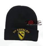 NEW! US ARMY 1ST CAVALRY BEANIE CAP HAT BLACK