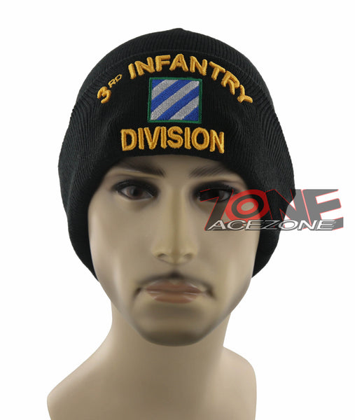 NEW! US ARMY 3RD INFANTRY DIVISION BEANIE CAP HAT BLACK