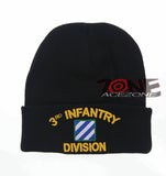 NEW! US ARMY 3RD INFANTRY DIVISION BEANIE CAP HAT BLACK