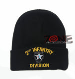 NEW! US ARMY 2ND INFANTRY DIVISION BEANIE CAP HAT BLACK