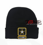 NEW! US ARMY STAR BEANIE CAP HAT BLACK