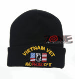 NEW! US MILITARY VIETNAM VETERAN POW MIA BEANIE CAP HAT BLACK