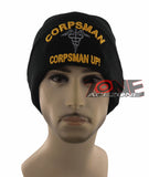 NEW! US MARINE CORPS CORPSMAN UP CAP HAT USMC BEANIE BLACK