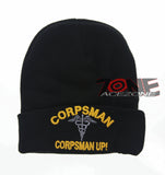 NEW! US MARINE CORPS CORPSMAN UP CAP HAT USMC BEANIE BLACK