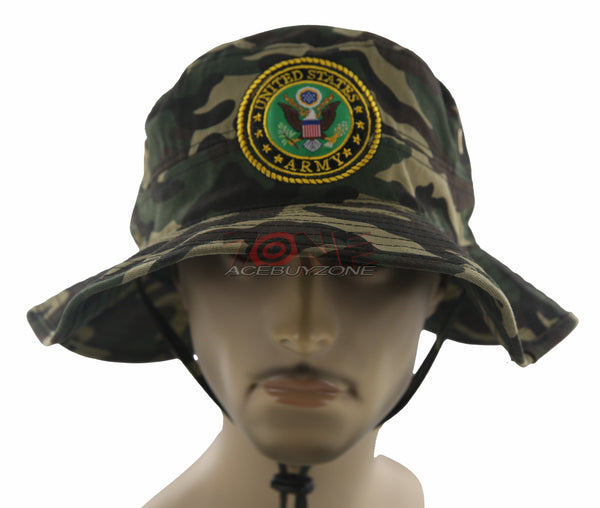 NEW! US ARMY ROUND LICENSED BUCKET MILITARY HAT BOOINE CAP GREEN CAMO