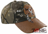 NEW! NATIVE PRIDE BUFFALO SKULL FEATHERS FAUX LEATHER BASEBALL CAP HAT CAMO