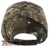 NEW! NATIVE PRIDE BUFFALO SKULL FEATHERS FAUX LEATHER BASEBALL CAP HAT CAMO