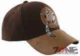 NEW! NATIVE PRIDE WOLF FEATHERS FAUX LEATHER BASEBALL CAP HAT BROWN