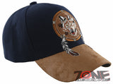 NEW! NATIVE PRIDE WOLF FEATHERS FAUX LEATHER BASEBALL CAP HAT NAVY