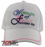 WOMAN OF FAITH PROVERBS 31:30 JESUS CHRISTIAN BASEBALL CAP HAT WHITE