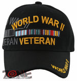 NEW! WORLD WAR II 1941-1945 VETERAN MILITARY BASEBALL CAP HAT BLACK