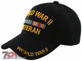 NEW! WORLD WAR II 1941-1945 VETERAN MILITARY BASEBALL CAP HAT BLACK