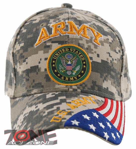 NEW! US ARMY ROUND SIDE USA FLAG BALL CAP HAT ACU CAMO