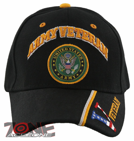 NEW! US ARMY VETERAN SIDE VETERAN FLAG BALL CAP HAT BLACK