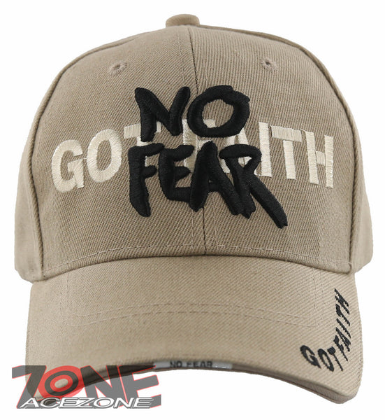 NO FEAR GOT FAITH SHADOW JESUS CHRISTIAN BALL CAP HAT TAN