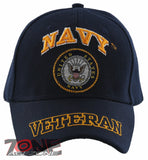 NEW! US NAVY USN ROUND VETERAN BALL CAP HAT NAVY