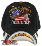 NEW! THANK A VETERAN FOR YOUR FREEDOM BALL CAP HAT BLACK