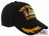 NEW! VIETNAM VETERAN FLAME LEAF BALL CAP HAT BLACK