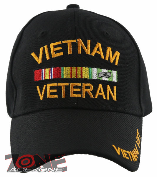 NEW! VIETNAM VETERAN FLAME LEAF BALL CAP HAT BLACK