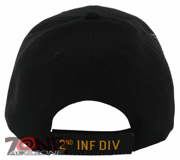 New Us Army 2nd Infantry Division Ball Cap Hat Black