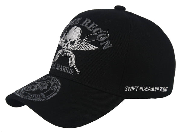 NEW! US MARINE CORPS USMC FORCE RECON BALL CAP HAT BLACK – AceZone.com