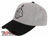 NEW! SKELETON HAND MIDDLE FINGER BASEBALL CAP HAT GRAY BLACK