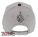 NEW! SKELETON HAND MIDDLE FINGER BASEBALL CAP HAT GRAY BLACK