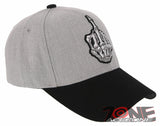 NEW! SKELETON HAND MIDDLE FINGER BASEBALL CAP HAT GRAY BLACK