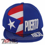 NEW! PUERTO RICO USA FLAG FLAT BILL SNAPBACK BASEBALL CAP HAT ROYAL BLUE