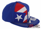 NEW! PUERTO RICO USA FLAG FLAT BILL SNAPBACK BASEBALL CAP HAT ROYAL BLUE