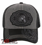 NEW! RODEO HORSE SHOE MESH TRUCKER SNAPBACK BASEBALL CAP HAT GRAY BLACK