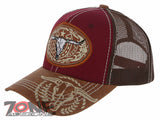 NEW! COW SKULL BULL HEAD RODEO HORSE SHOE STAR TRUCKER BASEBALL CAP HAT BURGUNDY