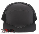 7 PANEL FLAT BILL SNAPBACK TRUCKER BASEBALL CAP HAT CHARCOAL GRAY