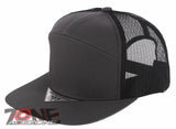 7 PANEL FLAT BILL SNAPBACK TRUCKER BASEBALL CAP HAT CHARCOAL GRAY