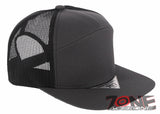 7 PANEL FLAT BILL SNAPBACK TRUCKER BASEBALL CAP HAT CHARCOAL GRAY