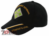 NEW! US ARMY 4TH INFANTRY DIVISION STEADFAST & LOYAL BALL CAP HAT BLACK